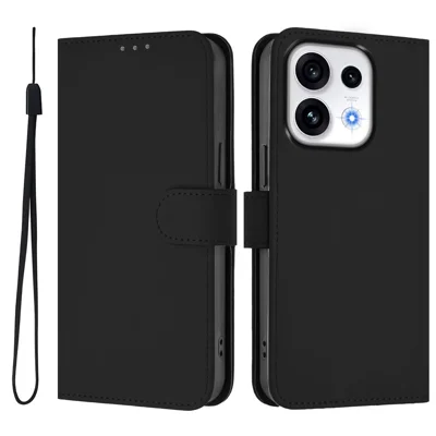 Til Oppo Reno16 Pro 5G (Global) / Oppo Reno16 Pro 5G (Kina) / Oppo Reno16 5G (Kina) Etui Solid farve Lederlomme med bælte - Sort