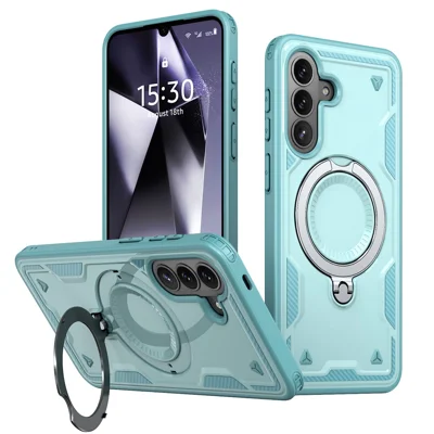 Cover Magnetica per Samsung Galaxy A57 5G, Protezione Militare in PC + TPU con Supporto Girevole a 360°, Cover per Telefono con Stand - Blu Chiaro