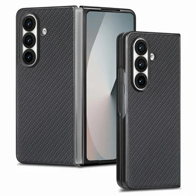 Obudowa do Samsung Galaxy Z Fold8 Ultra z teksturą węglową i powłoką z syntetycznej skóry PU + PC + TPU - Czarna