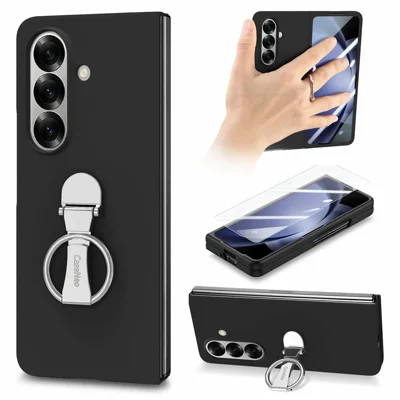CASENEO til Samsung Galaxy Z Fold8 Ultra Case Ring Kickstand Skærmfølelses-PC Telefonbeskytter med Skærmprotector - Sort