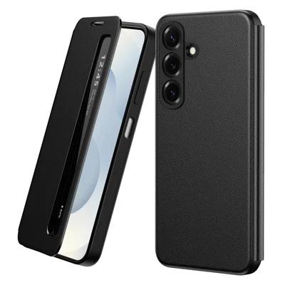 For Samsung Galaxy A27 5G Case Smart View Window Leather Phone Cover - Black