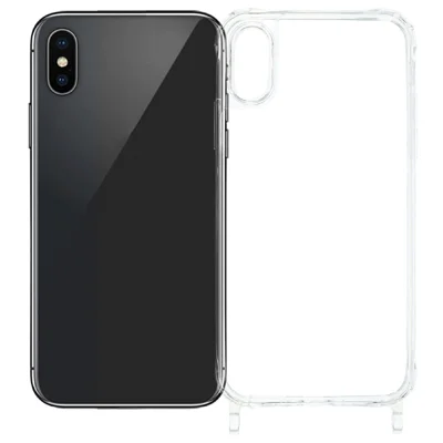 Für iPhone XS Max 6,5-Zoll-Hülle PC+TPU 1,5 mm Klare Handyhülle mit Lanyard-Ösen – Transparent