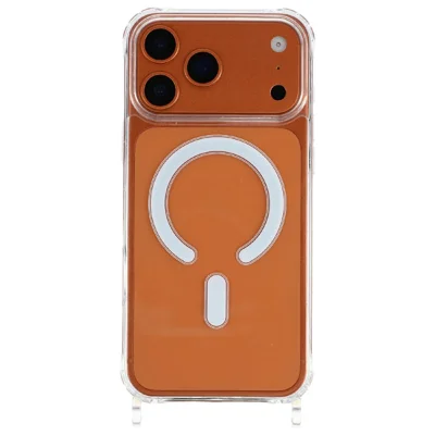 Funda para iPhone 17 Pro compatible con MagSafe, carcasa transparente de 1,5 mm de TPU+PC con orificios para cordón - Transparente