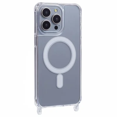 Funda para iPhone 11 Pro compatible con MagSafe, carcasa transparente de 1,5 mm de TPU+PC con orificios para cordón
