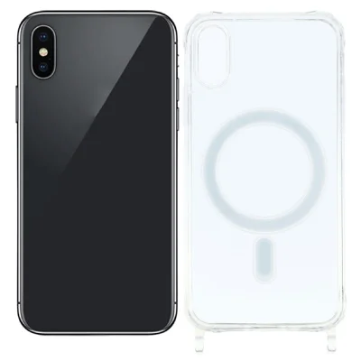 Für iPhone X / XS 5,8 Zoll Magnetische Hülle TPU+PC 1,5mm Klare Handyhülle mit Lanyard-Ösen - Transparent