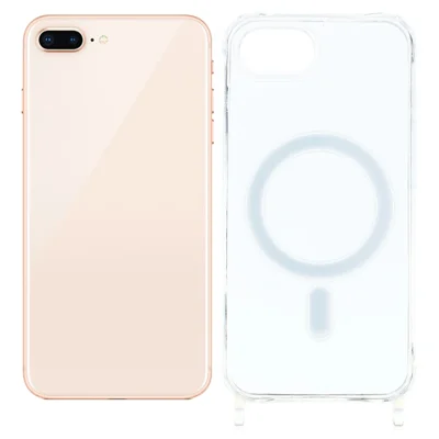 Étui magnétique pour iPhone 8 Plus 5,5 pouces / 7 Plus 5,5 pouces, coque transparente en TPU+PC 1,5 mm avec trous pour lanière - Transparent