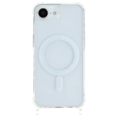 Magnetisk fodral till iPhone SE (2022) / SE (2020) / iPhone 8 4,7 tum / iPhone 7 4,7 tum, TPU+PC 1,5 mm genomskinligt mobilhölje med hål för lanyard – Transparent