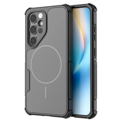 Obudowa magnetyczna do Samsung Galaxy S24, odporna na wstrząsy, z powłoką powietrzną, pokrowiec PC+TPU - Czarny