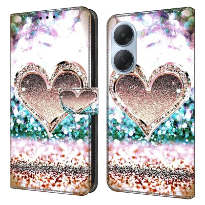Portefeuillehoesje voor Xiaomi Redmi A7 4G met 3D-patroon van PU-leer en standfunctie - Roze Diamant Hart