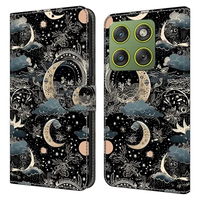 Mappenhülle für Motorola Edge 70 5G / Moto X70 Air 5G, PU-Leder-Handyhülle mit Ständer - Mond