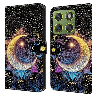 Brieftaschenhülle für Motorola Edge 70 5G / Moto X70 Air 5G Stand Musterdruck PU-Leder-Flip-Handytasche - Bright Moon