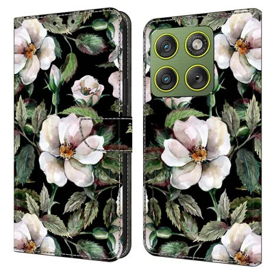 Mappenhülle für Motorola Edge 70 5G / Moto X70 Air 5G, faltbares Standplatzmuster-Druck aus PU-Leder, Klapphandyhülle – Große Blume