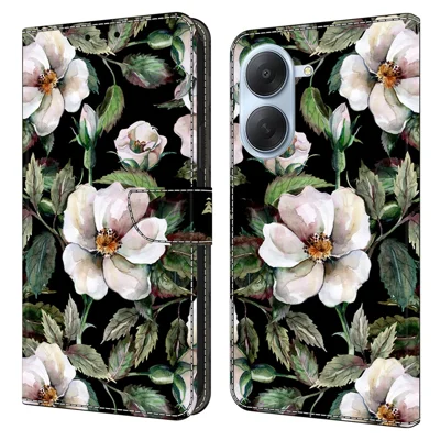 Wallet Case For Xiaomi Redmi A7 4G Foldable Stand Pattern Printing PU Leather Flip Phone Cover - Large Flower