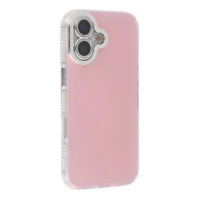 For iPhone 17 Case PC + TPU IMD Phone Cover with Electroplated Camera Frame - Cherry Blossom Pink