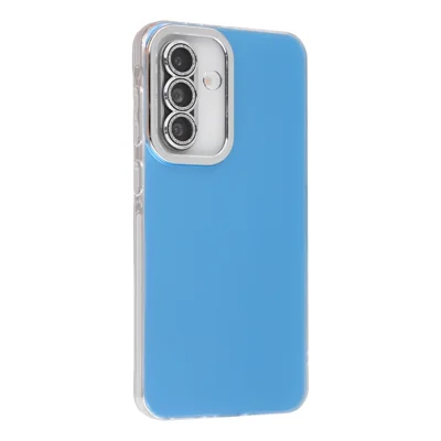 For Samsung Galaxy A26 5G Case PC + TPU IMD Phone Cover with Electroplated Camera Frame - Sky Blue