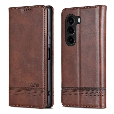 AZNS For OnePlus Turbo 6X 5G Case Cowhide Texture PU Leather Wallet Phone Cover - Coffee