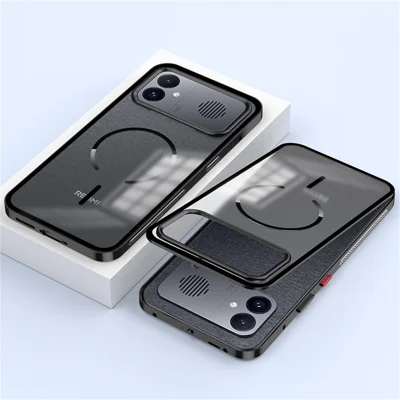 For Xiaomi Redmi K90 Max 5G Magnetic Case Aluminium Alloy PC Matte Phone Cover Pop-Up Snap Lock - Black