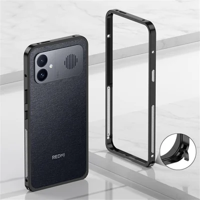 For Xiaomi Redmi K90 Max 5G Bumper Case Metal Frame Heat Dissipation Cover - Black