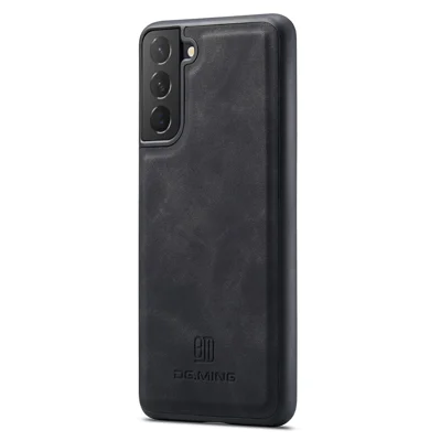 DG.MING pour Samsung Galaxy S21 4G / S21 5G étui en cuir synthétique recouvert de coque hybride PC + TPU - Noir