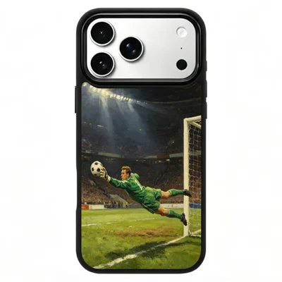 For iPhone 18 Pro Max / 17 Pro Max Magnetic Case Football Pattern UV Printing PC + Silicone Phone Cover - ZQ00001