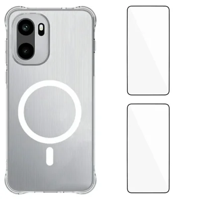  WANLONFENG na OnePlus Ace 6T 5G / OnePlus 15R 5G / OnePlus Ace 6 5G seria WL1 2,0 mm magnetyczna obudowa przezroczysta pokrywa tylna z tworzywa TPU z 2 szt. foliami na ekran - Przezroczysty