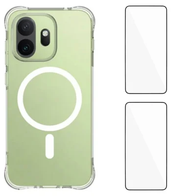  WANLONFENG para OnePlus 15T 5G Série WL1 Capa Magnética Transparente de 2,0 mm Capa Traseira em TPU com 2 Películas para Ecrã - Transparente
