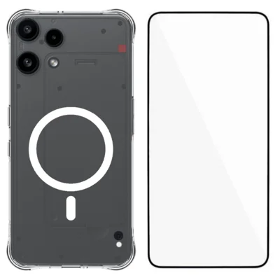  WANLONFENG for Nothing Phone (3a) Lite 5G WL2 Series 2.0mm Magnetic Case Clear TPU Phone Back Cover with Screen Film - Transparent