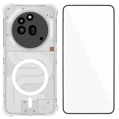  WANLONFENG for Nothing Phone (3a) Pro WL2 Series 2.0mm Magnetic Case Clear TPU Phone Back Cover with Screen Film - Transparent