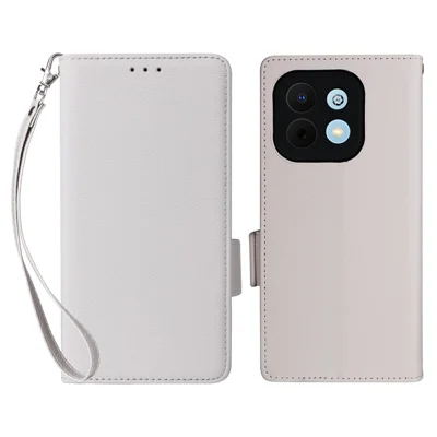Phone Case For Huawei Enjoy 90 / 90 Plus / nova Y74 4G Litchi Texture Wallet Leather Cover with Wrist Strap - White