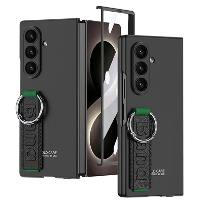 GKK för Samsung Galaxy Z Fold8 Ultra Fodral med Handtagsband, Vikbart PC Telefonhölje med Främre Skärmskydd - Svart