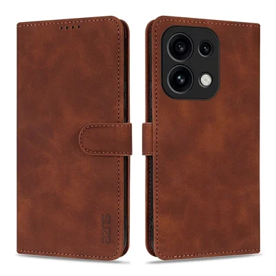 AZNS Pour Oppo Reno16 5G (Global) / Reno16 Pro 5G (Global) Étui en Cuir PU Portefeuille - Brun