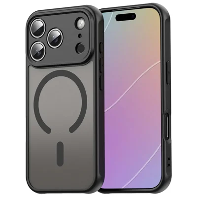 Magnetische Case voor iPhone 18 Pro Max Anti-drop Matte PC + TPU Telefoonhoes - Zwart