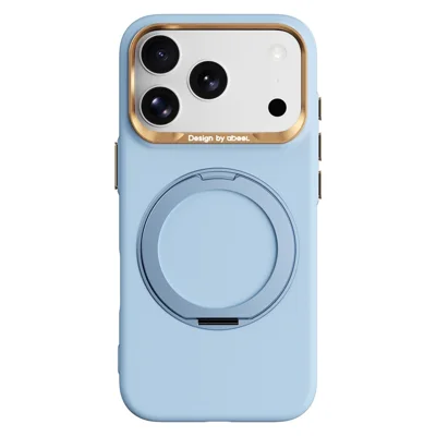 ABEEL Für iPhone 17 Pro Max / 18 Pro Max Magnetischer Ringstandhalter-Case aus flüssigem Silikon mit PC-Abdeckung – Himmelblau