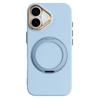 ABEEL pour iPhone 17 / 18 Étui Magnétique avec Anneau et Pivôt Rotatif, Revêtement en Silicone Liquide avec Toucher Doux PC - Bleu Ciel