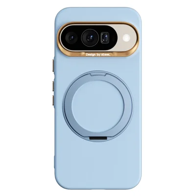 ABEEL For Google Pixel 10  /  10 Pro Magnetic Case Ring Kickstand Liquid Silicone Feel PC Phone Cover - Sky Blue