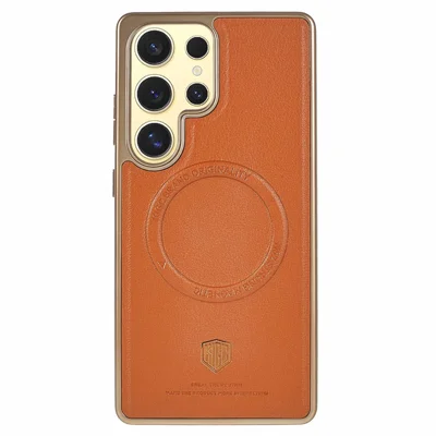 KIGC para Samsung Galaxy S26 Ultra Capa Magnética PC + TPU + PU Capa com Galvanização - Ouro Titânio