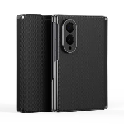  DUX DUCIS for Samsung Galaxy Z Fold8 Fort Series PU Leather Flip Phone Cover with Card Slot - Black