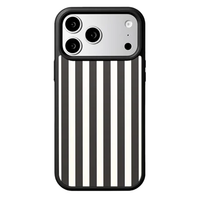 EYCASE Stripeserie til iPhone 18 Pro Max / 17 Pro Max Case kompatibel med MagSafe TPU + Akryl telefonbeskyttelse - Sort/Hvide striber
