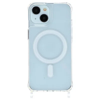 Für iPhone 14 Plus Hülle kompatibel mit MagSafe TPU+PC 1,5 mm Transparente Handyhülle mit Lanyard-Ösen - Transparent