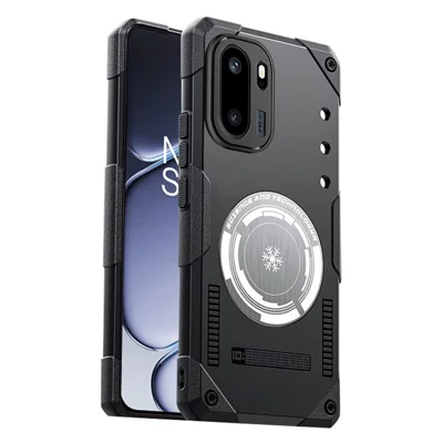 Voor OnePlus Ace 6 5G Hoesje Grafiet Koeling TPU + PC Pantser Stootvrij Telefoonhoesje - Zwart