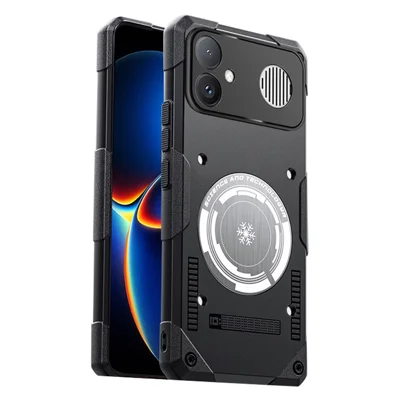 For Xiaomi Redmi K90 Max 5G Case Graphene Cooling TPU + PC Armor Shockproof Phone Cover - Black