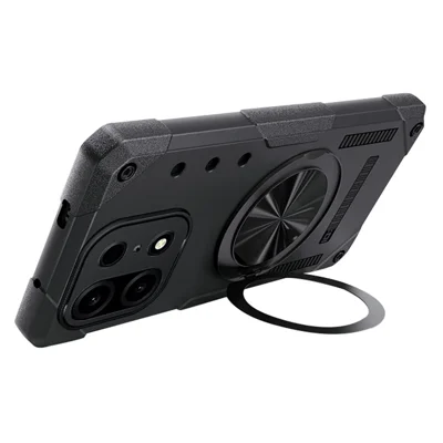 Coque magnétique pour OnePlus Turbo 6X Pro 5G avec anneau pivotant à 360° et support intégré, housse en TPU - Noir