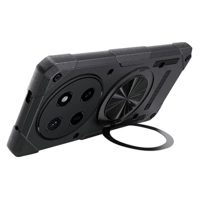Etui magnetyczne For Honor X80 Pro Max 5G z obracającym się pierścieniem podpórkowym 360°, pokrowiec TPU na telefon - Czarny