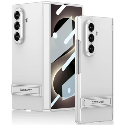 GKK voor Samsung Galaxy Z Fold8 Ultra Standhoes met Magnetische Scharnierbeveiliging PC + Gehard Glas Telefoonhoes - Zilver