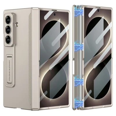 GKK For Samsung Galaxy Z Fold8 Ultra Case with Clear Screen Film Magnetic Hinge Kickstand Phone Cover - Titanium Grey