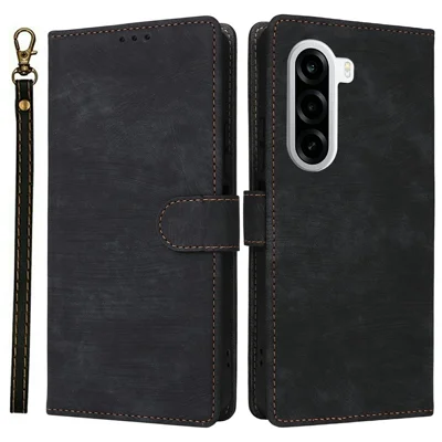 Wallet Case for OnePlus Nord CE6 Lite 5G / Turbo 6X 5G / Realme P4x 5G RFID Blocking PU Leather Phone Cover Stand with Strap - Black