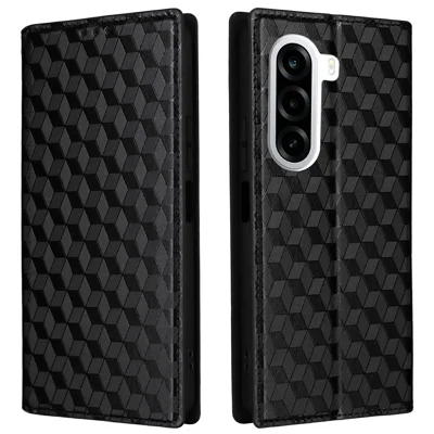 Phone Case for OnePlus Nord CE6 Lite 5G / Turbo 6X 5G / Realme P4x 5G Wallet Rhombus Imprinted PU Leather Cover - Black
