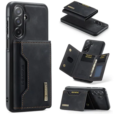 DG.MING M2 Series for Samsung Galaxy A27 5G Magnetic Case PU + PC + TPU Phone Cover Detachable Wallet Kickstand - Black
