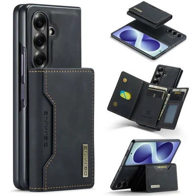 DG.MING M2 Series for Samsung Galaxy Z Fold8 Ultra Magnetic Case PU + PC + TPU Phone Cover Detachable Wallet Kickstand - Black