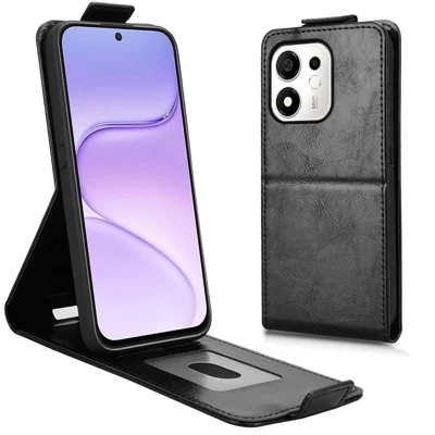 Etui z podstawką dla Honor 600 Smart 5G, etui z magnesem, pionowe skórzane etui z uchwytem na kartę - Czarny